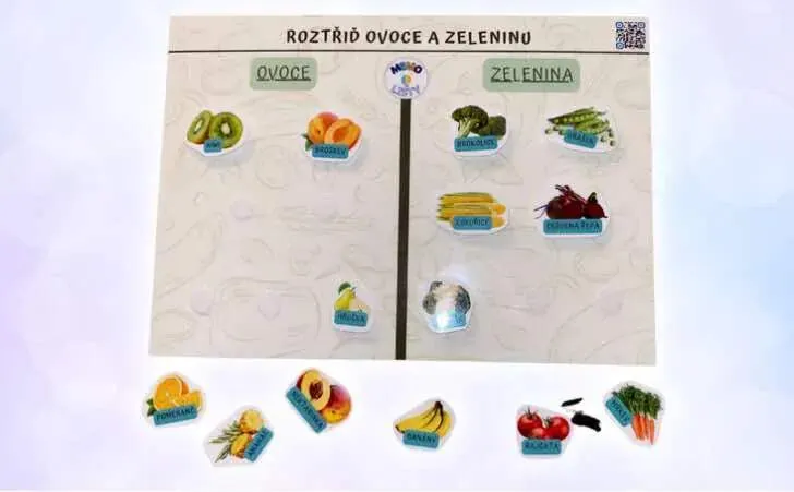 MEMO - A4 Hrací list ROZTŘIĎ OVOCE a ZELENINU