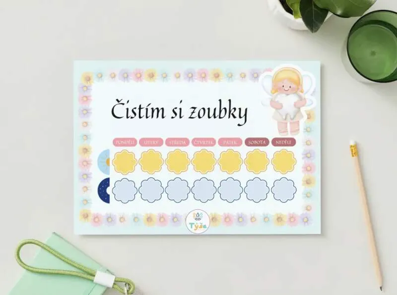 Čistím si zoubky - KVĚTINY - mazací na fix