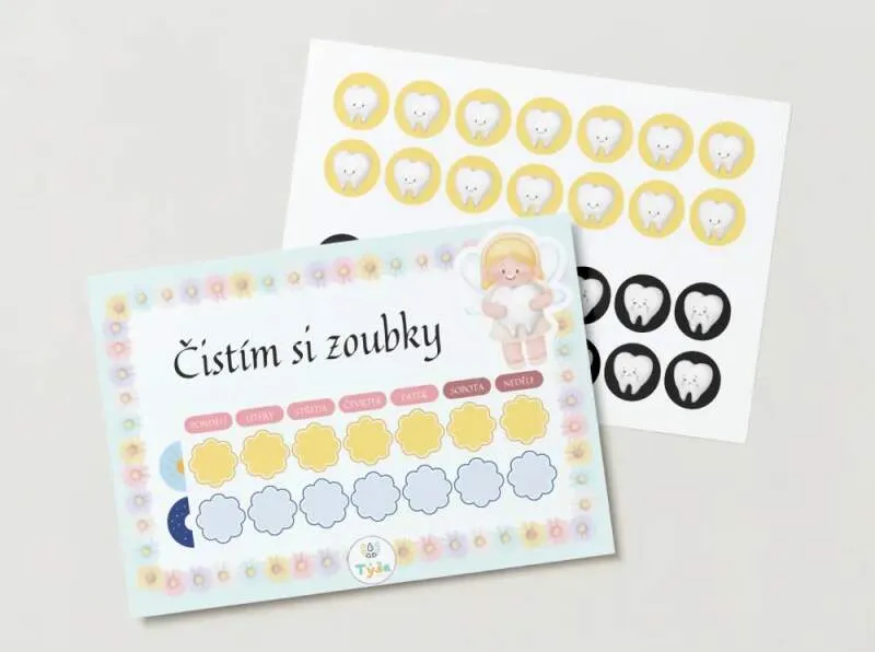 Čistím si zoubky - KVĚTINY - na suchý zip