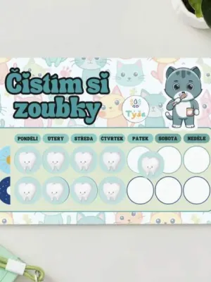 Čistím si zoubky - KOČKA - na suchý zip