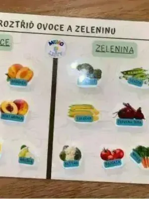 MEMO - A4 Hrací list ROZTŘIĎ OVOCE a ZELENINU