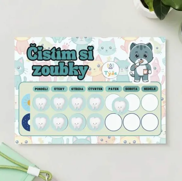Produkt Čistím si zoubky - KOČKA - na suchý zip Obrázek