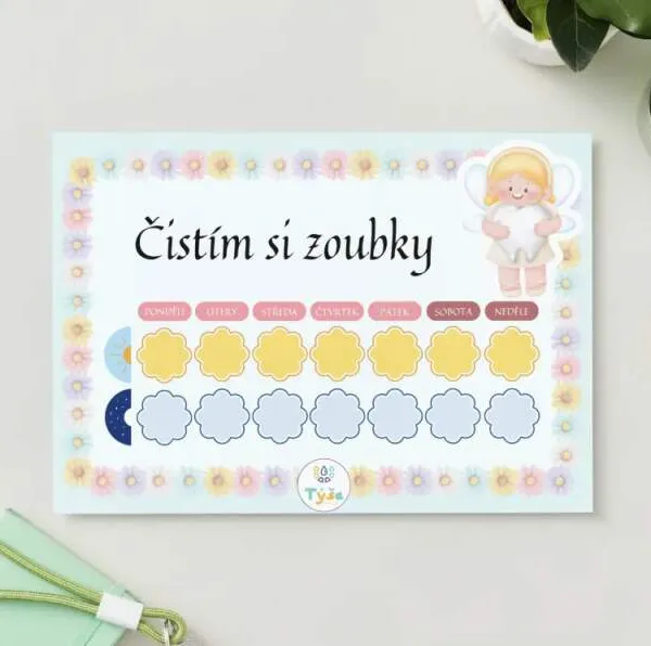 Produkt Čistím si zoubky - KVĚTINY - mazací na fix Obrázek